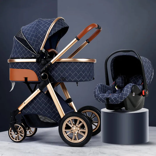 Luxury Baby Stroller 3 in 1 High Landscape Baby Cart