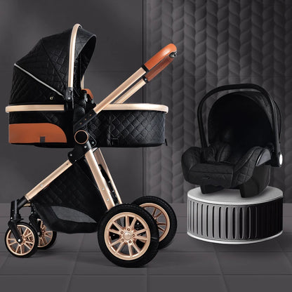 Luxury Baby Stroller 3 in 1 High Landscape Baby Cart