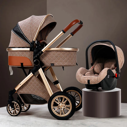 Luxury Baby Stroller 3 in 1 High Landscape Baby Cart