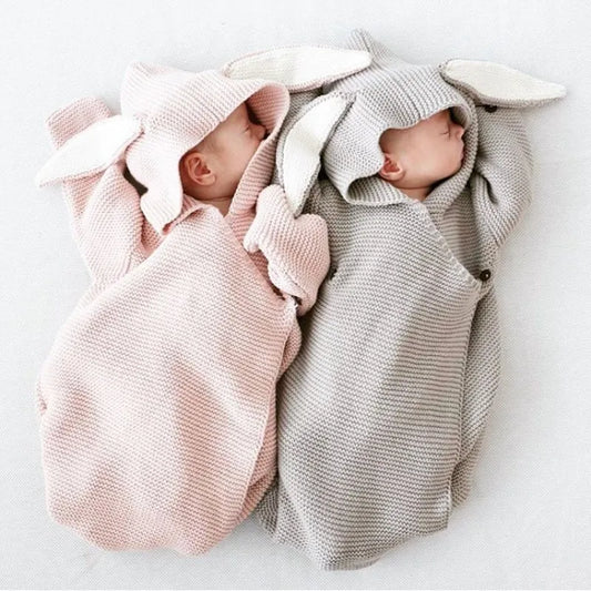 Bunny Ears Knitted Baby Sleeping Bag