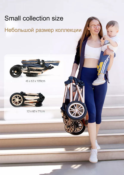 Luxury Baby Stroller 3 in 1 High Landscape Baby Cart