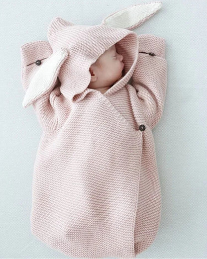 Bunny Ears Knitted Baby Sleeping Bag