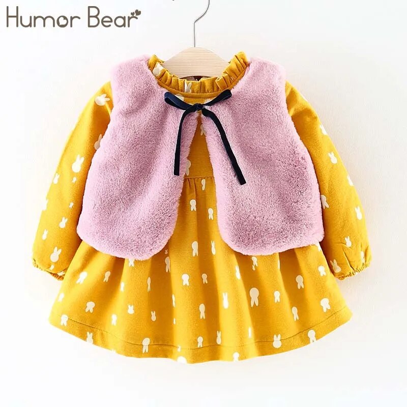  Humor Bear Winter Baby Girls Princess Dress