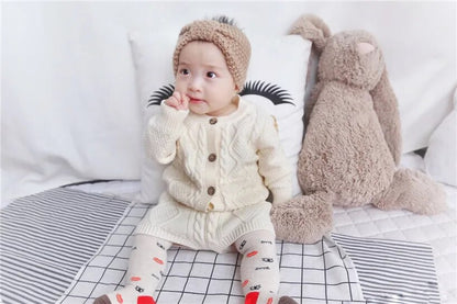 Baby Knit Sweater Cardigan + Shorts Suit