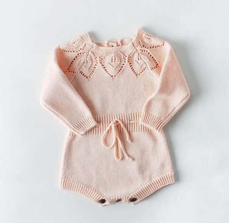 Baby Girls Knitted Romper Set