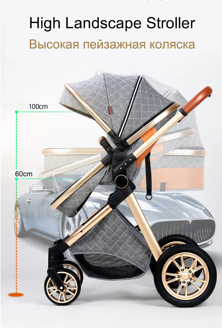 Luxury Baby Stroller 3 in 1 High Landscape Baby Cart