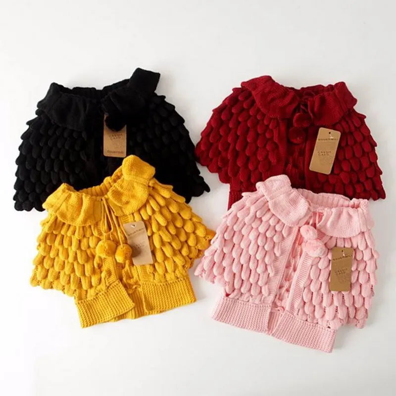 Girl Cardigan Wool Bat Sleeve Pineapple Sweater 2-6Y