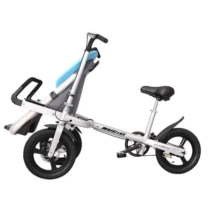 Mother and baby foldable baby stroller and push bike