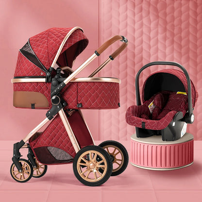 Luxury Baby Stroller 3 in 1 High Landscape Baby Cart