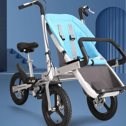 Mother and baby foldable baby stroller and push bike