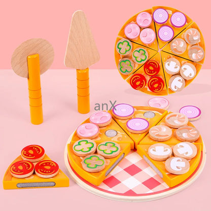 Pizza Wooden Toys Food Cooking Simulation - 27pcs