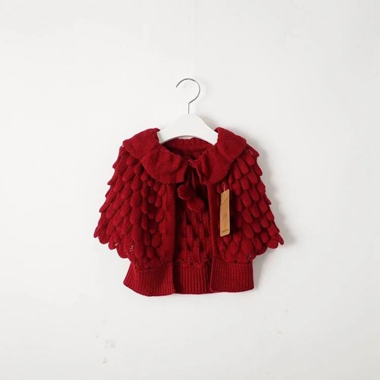 Girl Cardigan Wool Bat Sleeve Pineapple Sweater 2-6Y