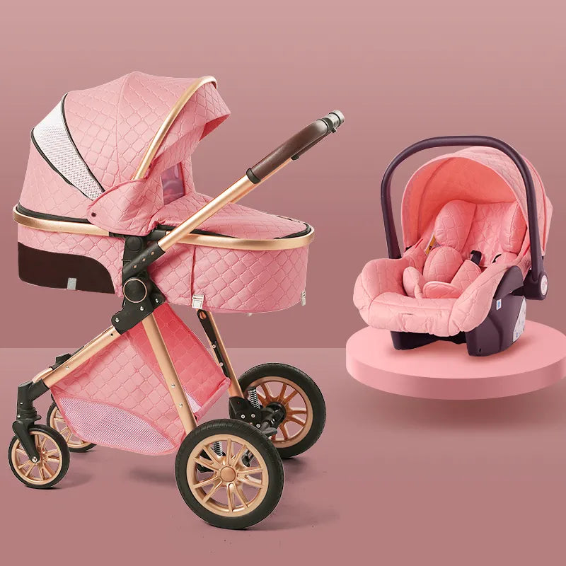 Luxury Baby Stroller 3 in 1 High Landscape Baby Cart